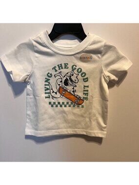 Garanimals Baby T-Shirt "Living The Good Life" Graphic White 12M Cotton/Polyeste